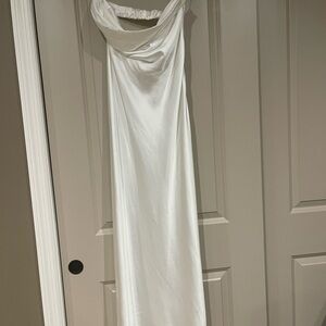 Elegant White Satin Gown